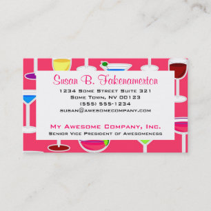 Bartender / Alcoholic Drinks Theme - Pink Business Card