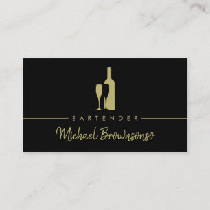 Bartender Bar Club Luxury Black Business Card