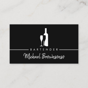 Bartender Bar Club Modern Black Business Card