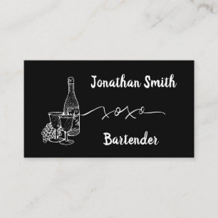 Bartender Bar Club Modern Black Business Card