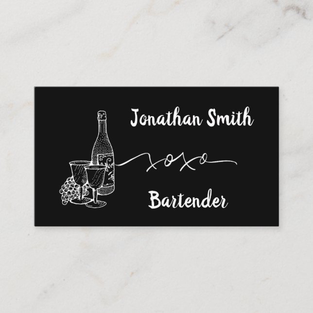 Bartender Bar Club Modern Black Business Card (Front)