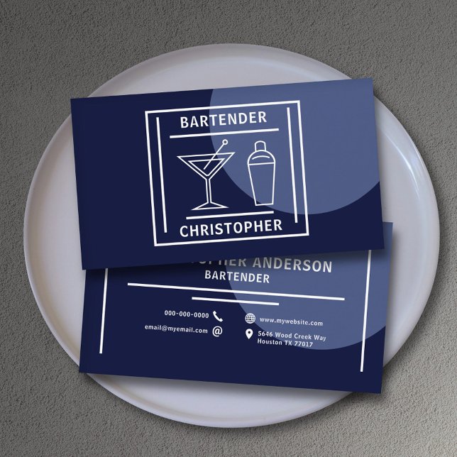 Bartender - Blue Business Card (Bartender - Blue Business Card)