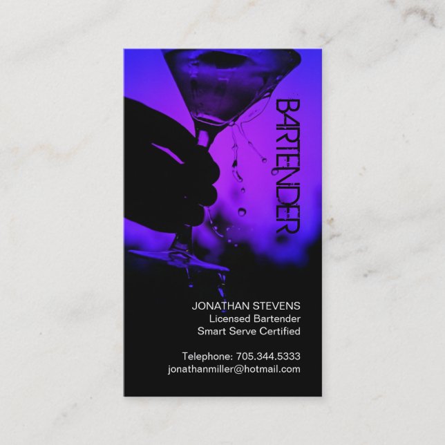 Bartender Business Card (Front)