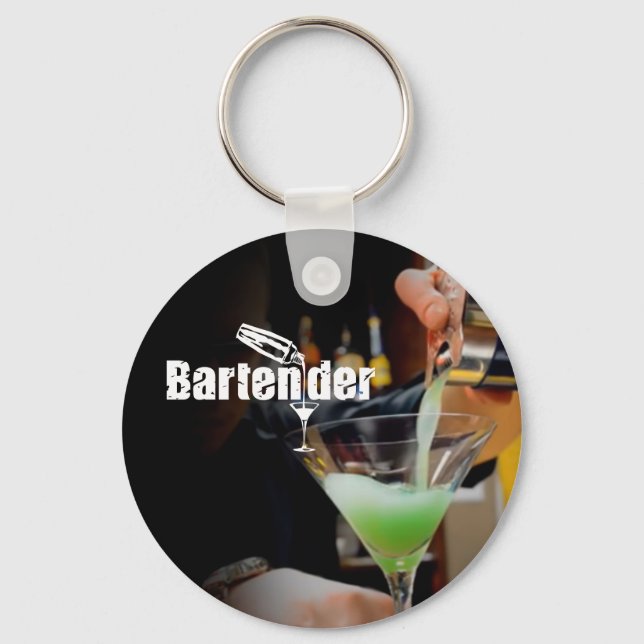 Bartender Business Card Key Ring (Front)