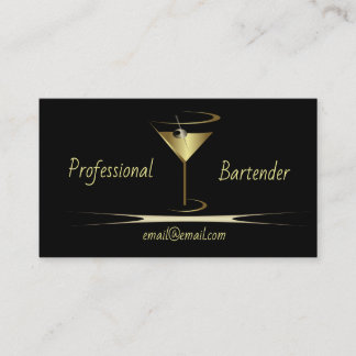 Bartender business cards - Gold classy cards