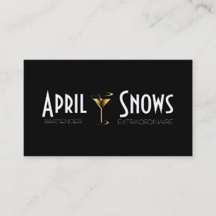 Bartender Business Cards Gold Martini Cocktail