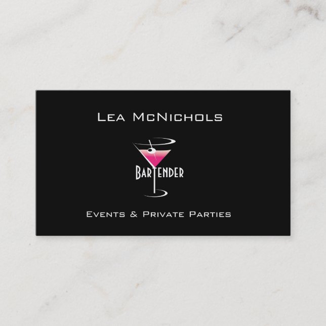 Bartender Business Cards Template Martini (Front)