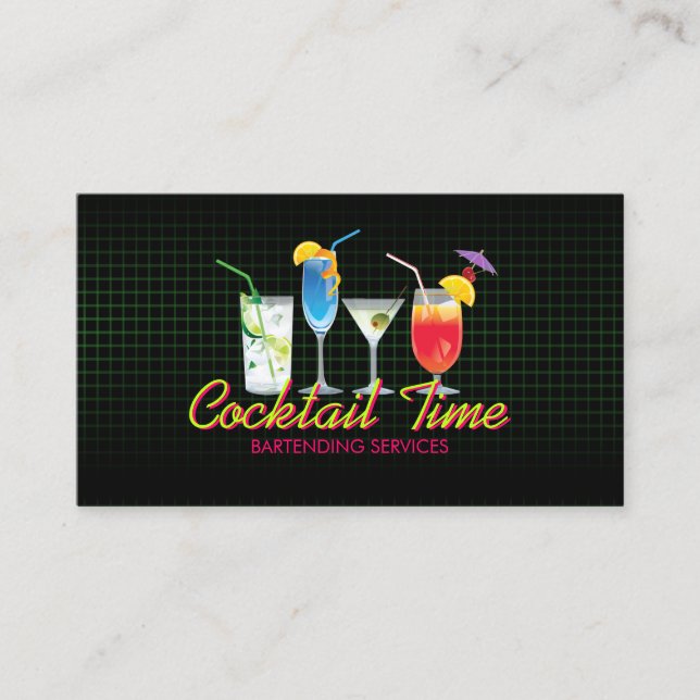 Bartender Cocktail Drinks Mixologist business card (Front)
