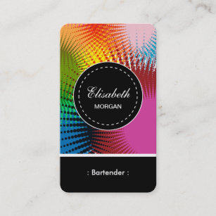 Bartender- Colourful Abstract Pattern Business Card