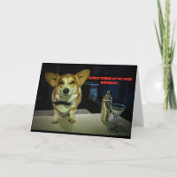 Bartender corgi birthday card