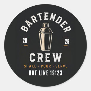 🍸 Bartender Crew Bar Staff Uniform🍸 Classic Round Sticker