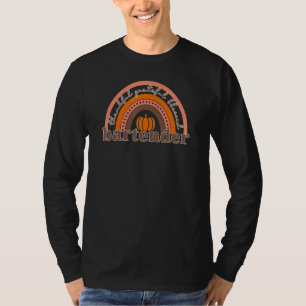 Bartender Cute Rainbow Pumpkin Thankful Grateful B T-Shirt