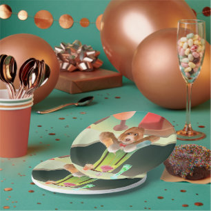 Bartender Dog: Neon Bar & Cocktail Mixology Paper Plate