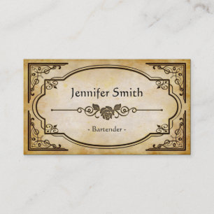 Bartender - Elegant Vintage Antique Business Card