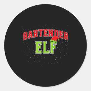 Bartender Elf Christmas Family Matching Group Xmas Classic Round Sticker