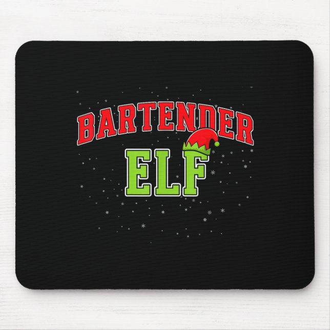 Bartender Elf Christmas Family Matching Group Xmas Mouse Mat (Front)