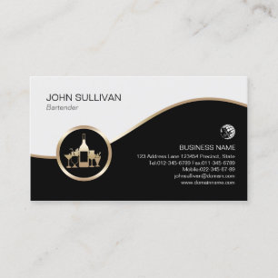 Bartender Faux Gold Cocktail Glasses Icon Business Card