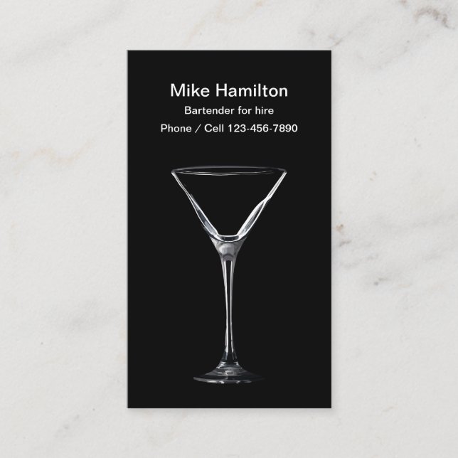 Bartender For Hire Business Card (Front)