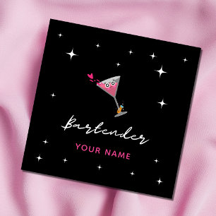 Bartender Funny Cocktail Glass Drink Wedding Ring Square Business Card
