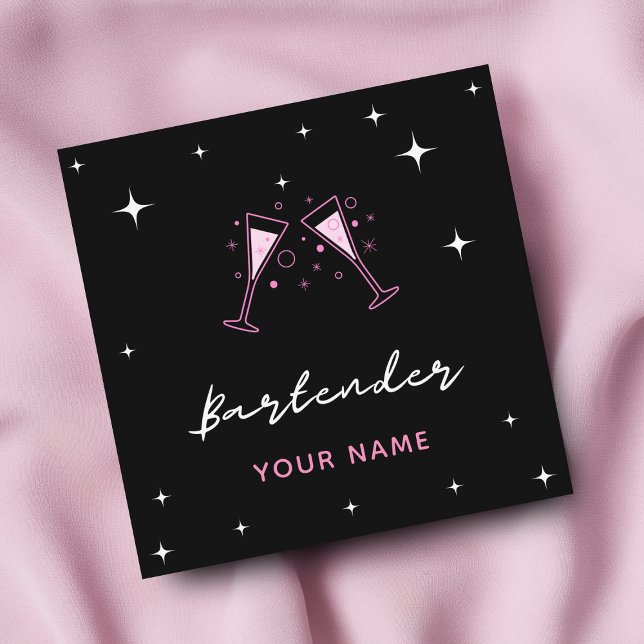 Bartender Glamourous Cocktail Glasses Social Media Square Business Card (Creator Uploaded)