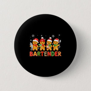 Bartender Job Group Santa Gingerbreads Xmas Cookie 6 Cm Round Badge