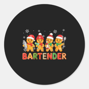 Bartender Job Group Santa Gingerbreads Xmas Cookie Classic Round Sticker