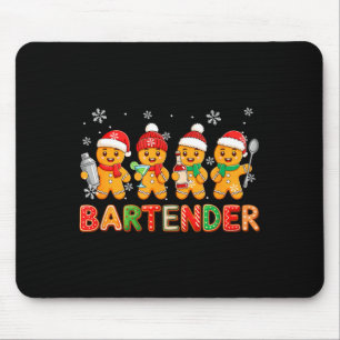 Bartender Job Group Santa Gingerbreads Xmas Cookie Mouse Mat