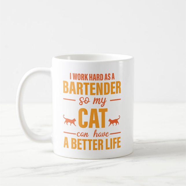 Bartender Love For Cat Coffee Mug (Left)