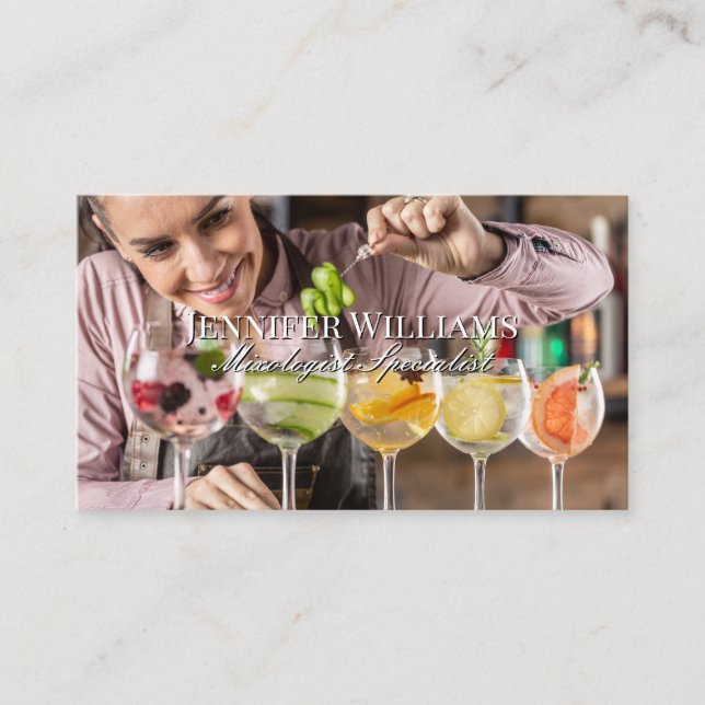Bartender Making Mixed Drinks Business Card (Front)