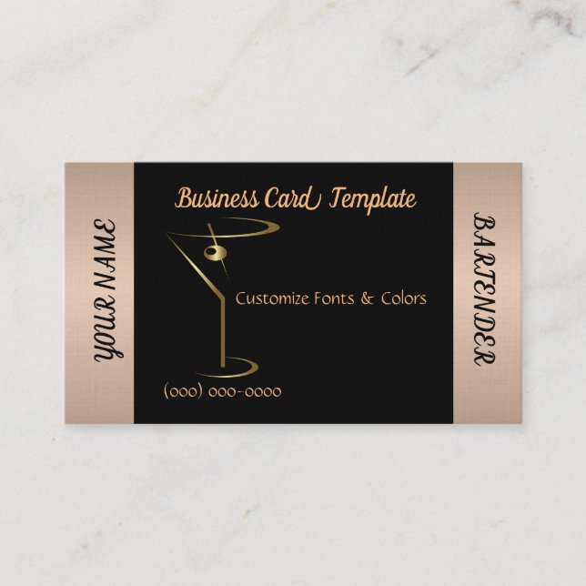 Bartender Martini Cocktail Logo  Business Card (Front)