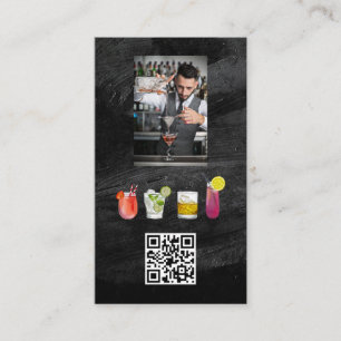 Bartender Mixing Drinks QR Code Business Card