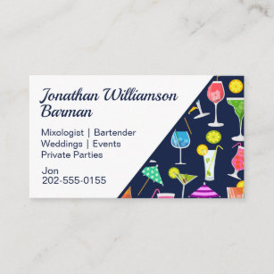 Bartender Mixologist Cocktail Business Card