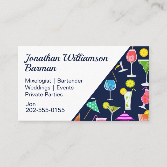 Bartender Mixologist Cocktail Business Card (Front)