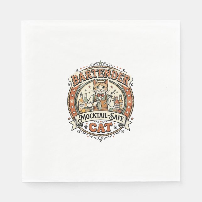 Bartender Mocktail-Safe Cat Bartender Mocktail-Saf Napkin (Front)