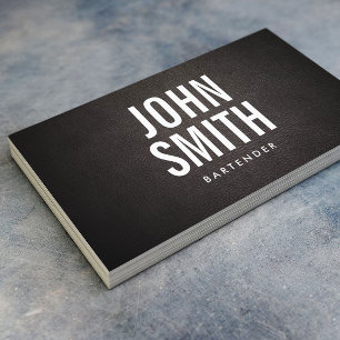 Bartender Modern Bold Text Classy Leather Business Card