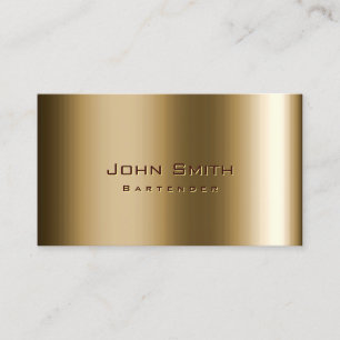 Bartender Modern Gold Metal Bronze  Business Card