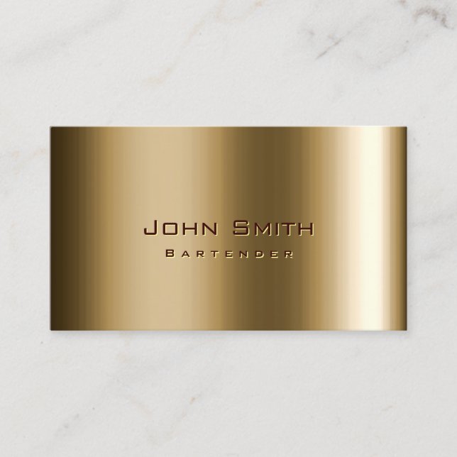 Bartender Modern Gold Metal Bronze  Business Card (Front)