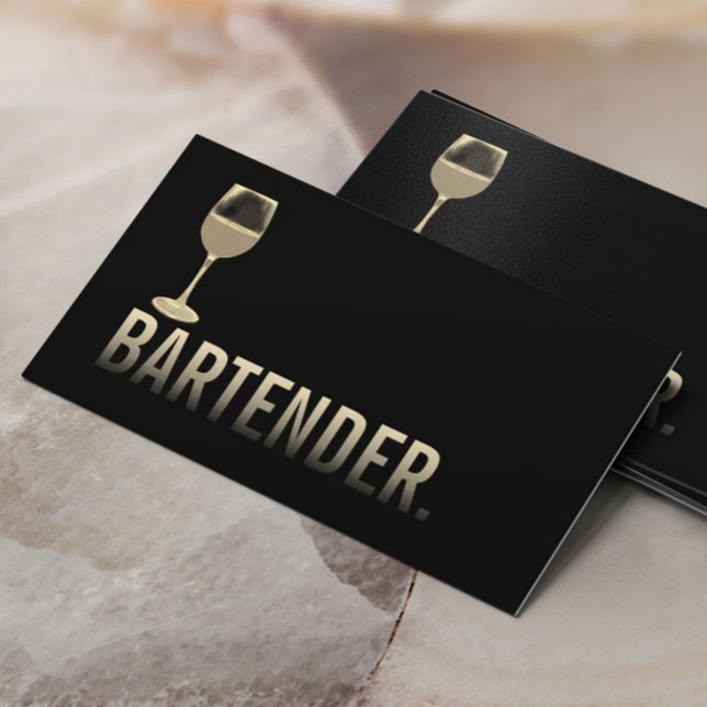 Bartender Modern Gold Wine Bar Minimalist #2 Business Card (Creator Uploaded)