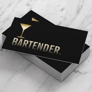 Bartender Modern Gold Wine Bar Minimalist Business Card