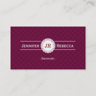 Bartender - Modern Monogram Purple Business Card