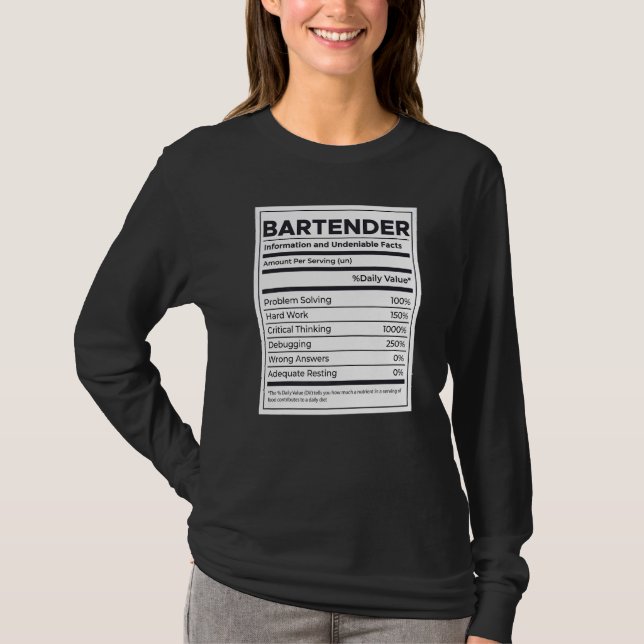 Bartender Nutrition Information T-Shirt (Front)