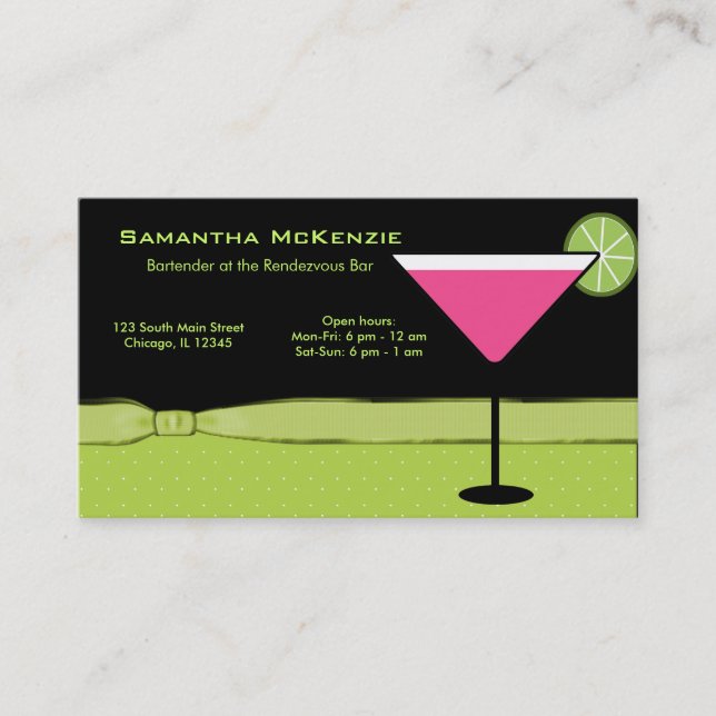 Bartender/Owner Bar Business Card (Front)