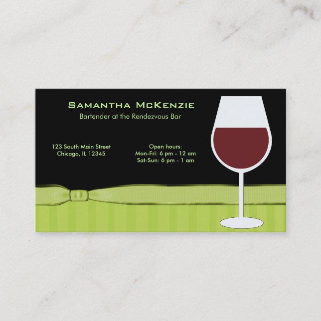 Bartender/Owner Bar Business Card (Front)