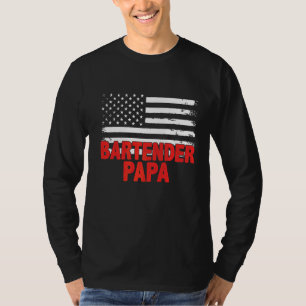 Bartender Papa American Flag Father's Day T-Shirt