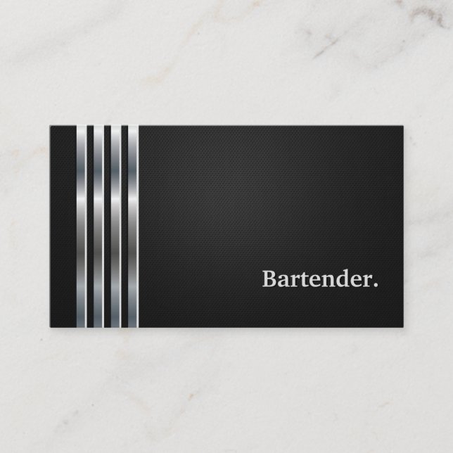 Bartender Professional Black Silver Business Card (Front)