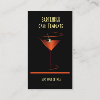 Bartender Red Metallic Cocktail Business Card