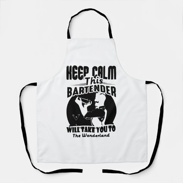 Bartender Shirt - Keep Calm This Bartender T shirt Apron (Front)