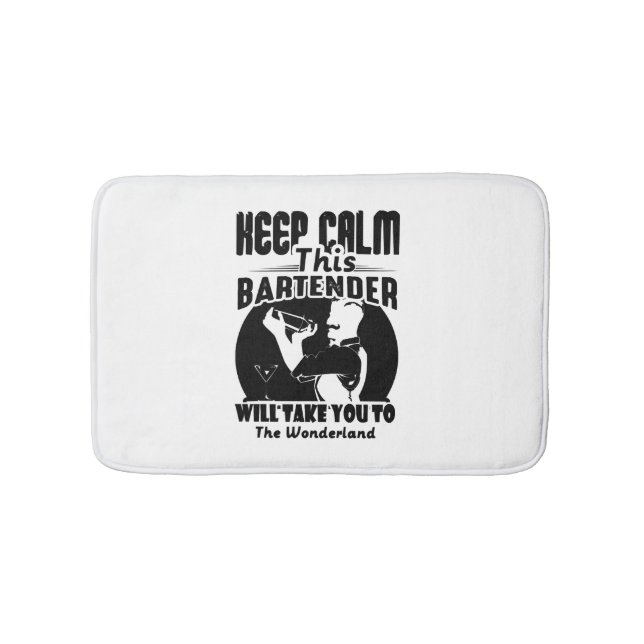 Bartender Shirt - Keep Calm This Bartender T shirt Bath Mat (Front)