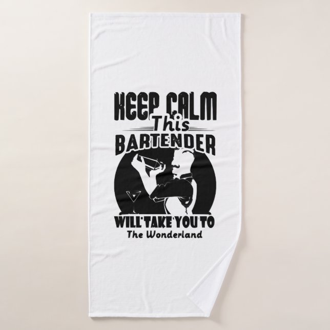 Bartender Shirt - Keep Calm This Bartender T shirt Bath Towel (Bath Towel)