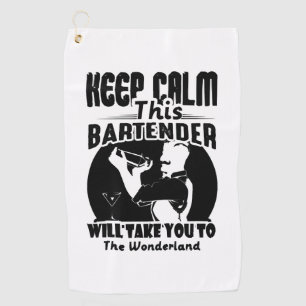 Bartender Shirt - Keep Calm This Bartender T shirt Golf Towel